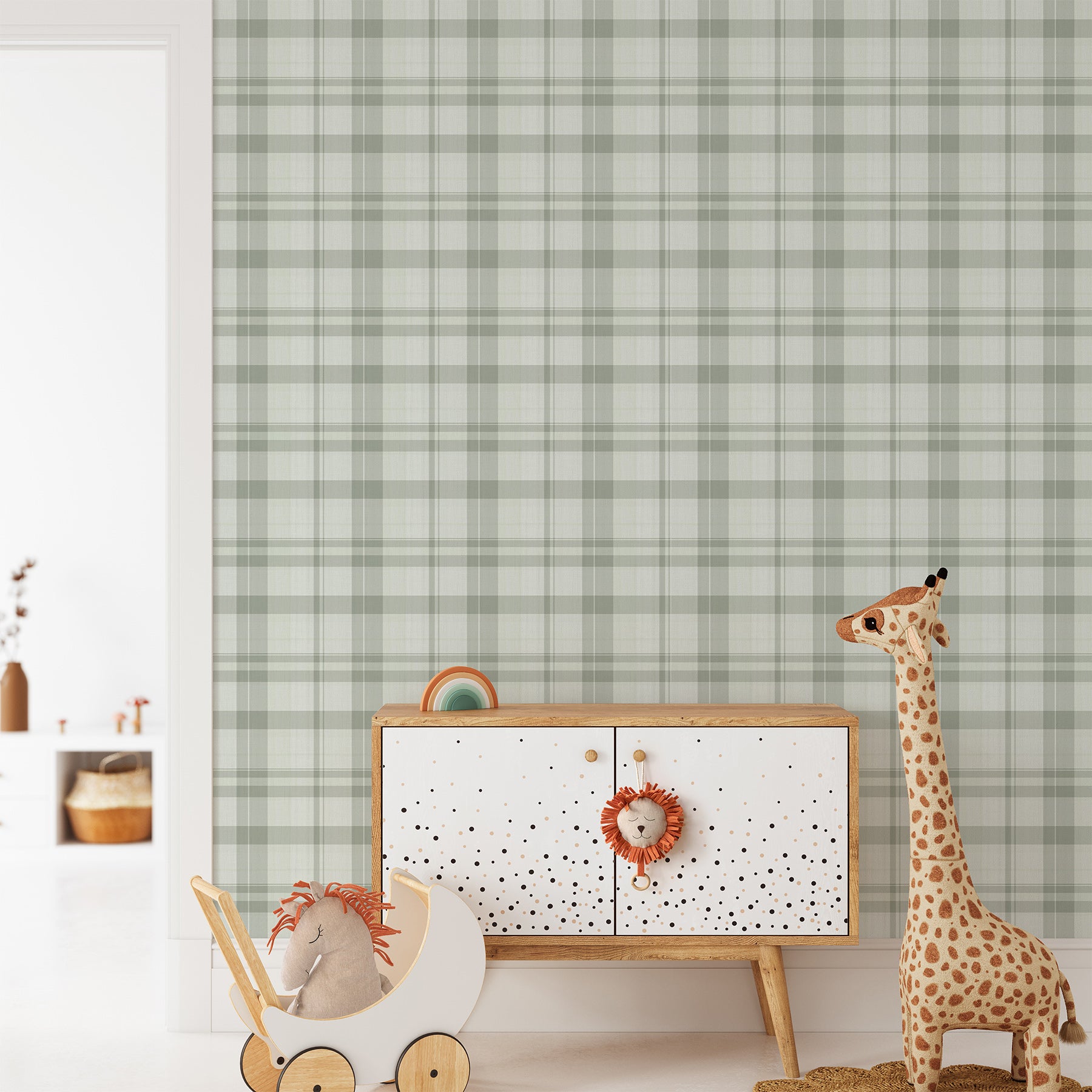 Green Plaid Farmhouse Wallpaper