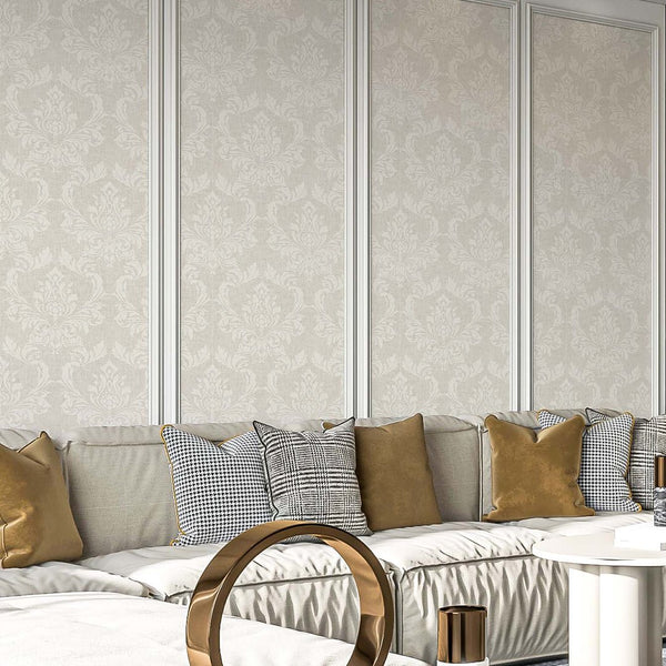 Beige Classic Damask Wallpaper A031 - CostaCover - Peel and stick Removable Wallpaper - abstract wallpaper - accent wallpaper - adhesive wallpaper