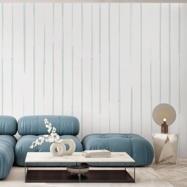 Pale Blue Green Vertical Stripe Wall Mural AM196
