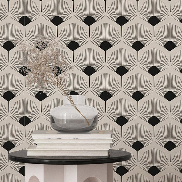Art Deco Scallops Wallpaper W076 - CostaCover - Peel and stick Removable Wallpaper - Abstract - abstract lines - abstract wall art