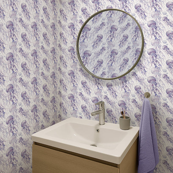 Purple Tiny Jellyfish Wallpaper S089 - CostaCover - Peel and stick Removable Wallpaper - accent wallpaper - adhesive wallpaper - baby bedroom