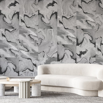 Black & Gray Marble Squares Wall Mural AM029