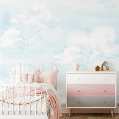 Watercolor Light Blue Sky Wall Mural CCM105