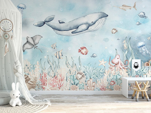 Undersea World Wall Mural WM055 - CostaCover - Peel and stick Removable Wallpaper - abstract wallpaper - adhesive wallpaper - animal print