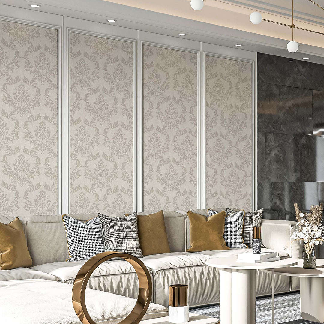 Beige Classic Damask Wallpaper A030