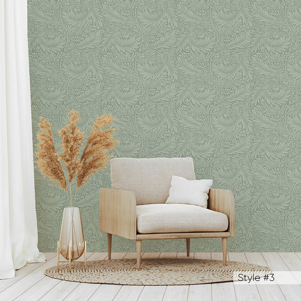 Beige & Green Larkspur by Morris Wallpaper W127 - CostaCover - Peel and stick Removable Wallpaper - Abstract - abstract floral - abstract lines