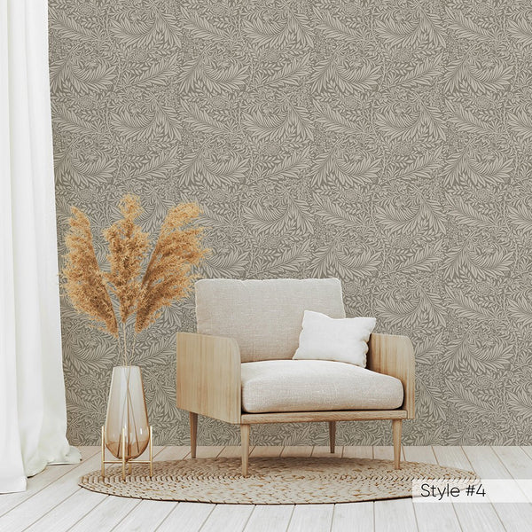 Beige & Green Larkspur by Morris Wallpaper W127 - CostaCover - Peel and stick Removable Wallpaper - Abstract - abstract floral - abstract lines