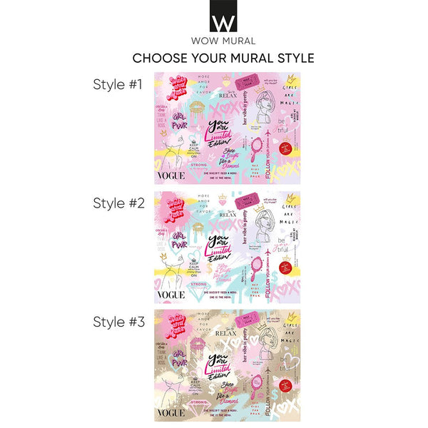 Girls Graffiti Wall Mural WM030 - CostaCover - Peel and stick Removable Wallpaper - Abstract - abstract lines - abstract wall art