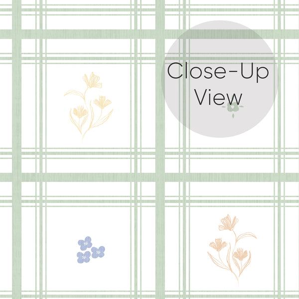 Green Plaid Floral Wallpaper L151