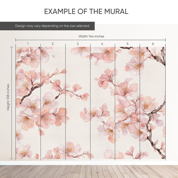 Cherry Blossoms Grasscloth Wall Mural CG008
