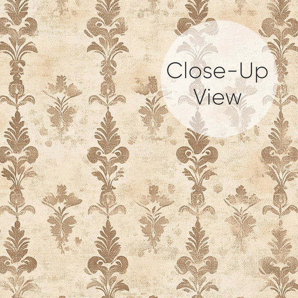 Taupe Beige Damask Wallpaper L090