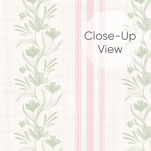 Pink Green Floral Stripe Wallpaper L131