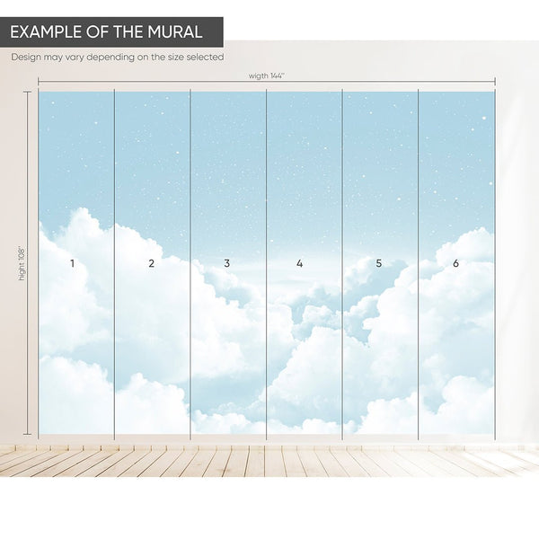 Blue Sky & 3D Clouds Wall Mural CCM142 - CostaCover - Peel and stick Removable Wallpaper - 3d wall murals - 3d wall painting - accent wallpaper