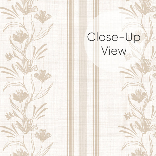 Beige Floral Stripe Wallpaper L133