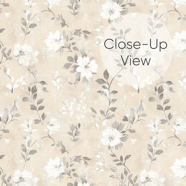 Beige Wildflowers Wallpaper L077