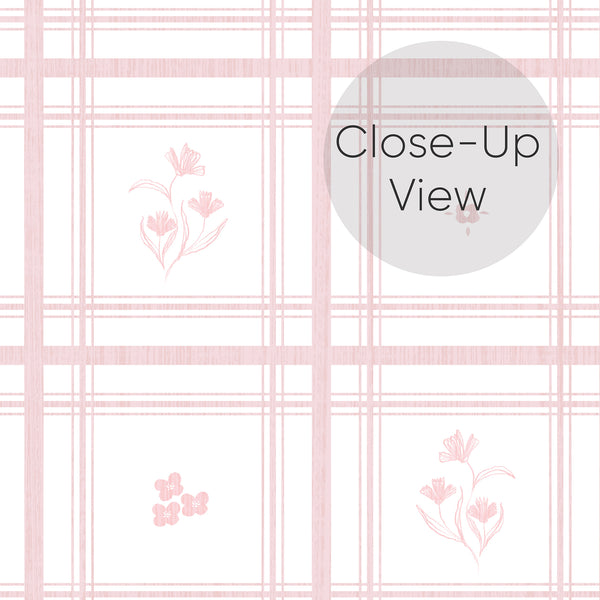 Pink Plaid Floral Wallpaper L150