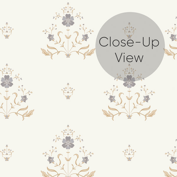 Neutral Floral Damask Wallpaper L070