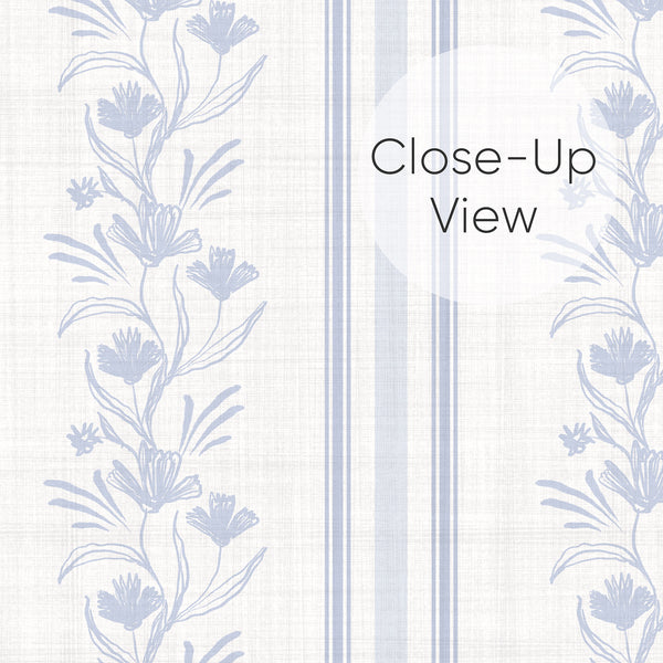 Blue Floral Stripe Wallpaper L129