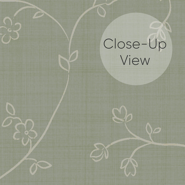 Sage Green Floral Vine Wallpaper L115