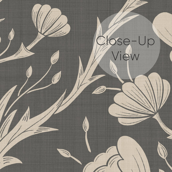 Removable wallpaper featuring structured botanical repeats, enhancing a bedroom or hallway with vintage charm.