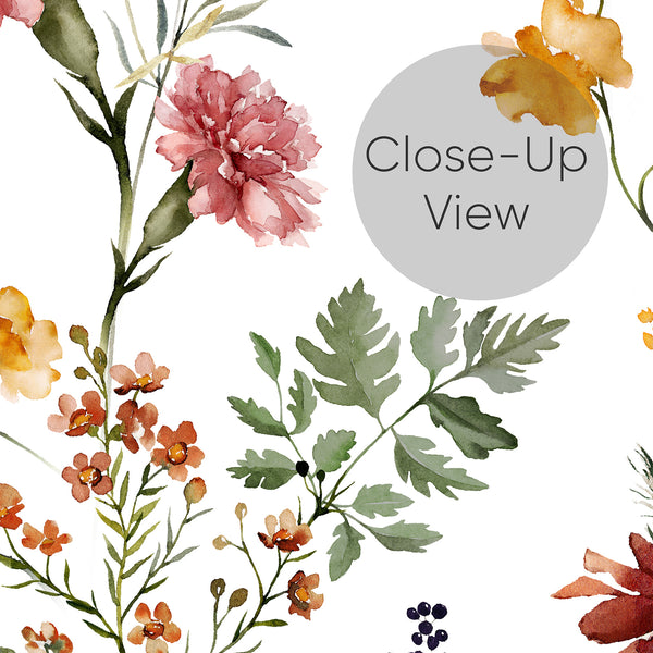 Elegant Red Yellow Wildflowers Wallpaper S074