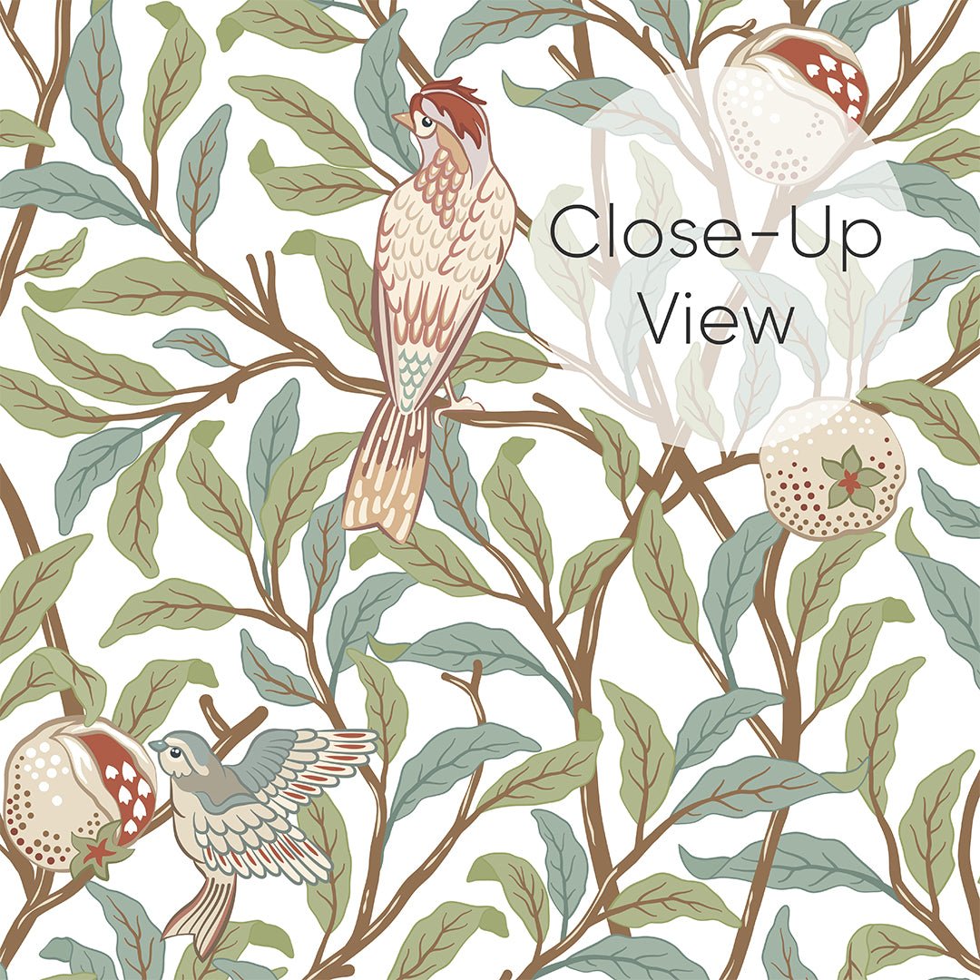 Green Bird Pomegranate by Morris Wallpaper W088 – CostaCover