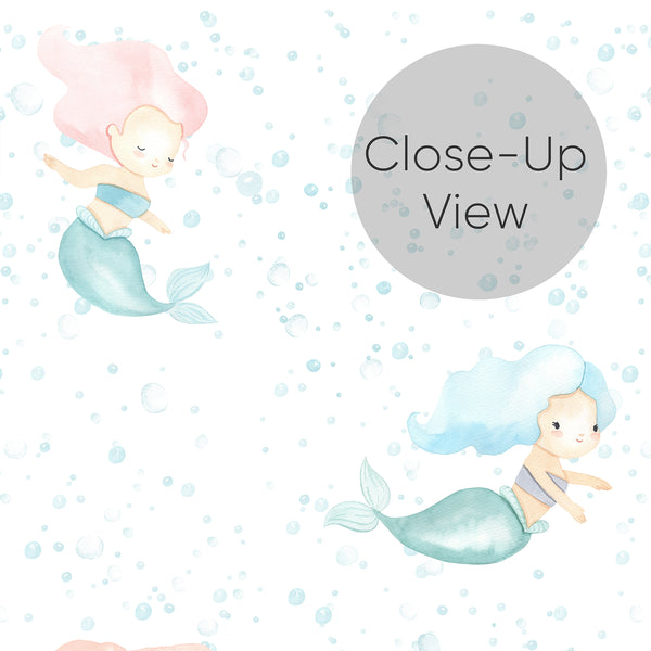 Blue Mermaid Nursery Wallpaper L137