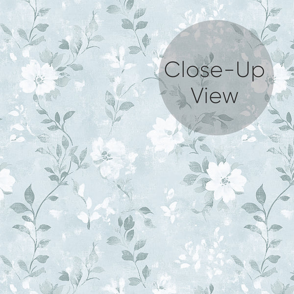 Dusty Blue Wildflowers Wallpaper L078