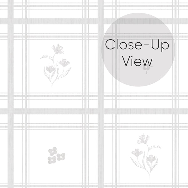 Gray Plaid Floral Wallpaper L149