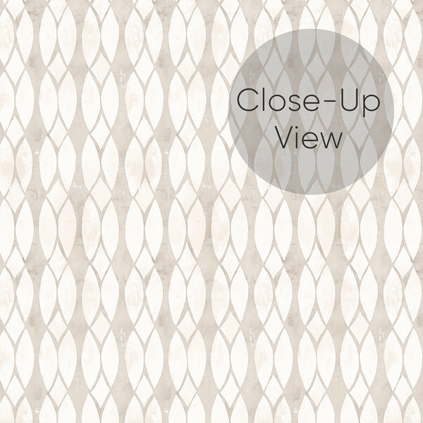 Beige Taupe Geometric Wallpaper in a hallway setting, showcasing subtle lattice patterns for a calm, elevated decor.
