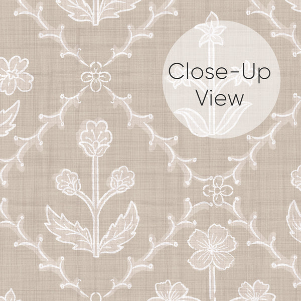 Beige Linen Floral Lattice Wallpaper L121