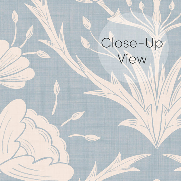 Vintage floral wallpaper with stylized blooms, adding classic charm to a hallway. Pre-pasted wallpaper, made from eco-friendly materials, ideal for renters.