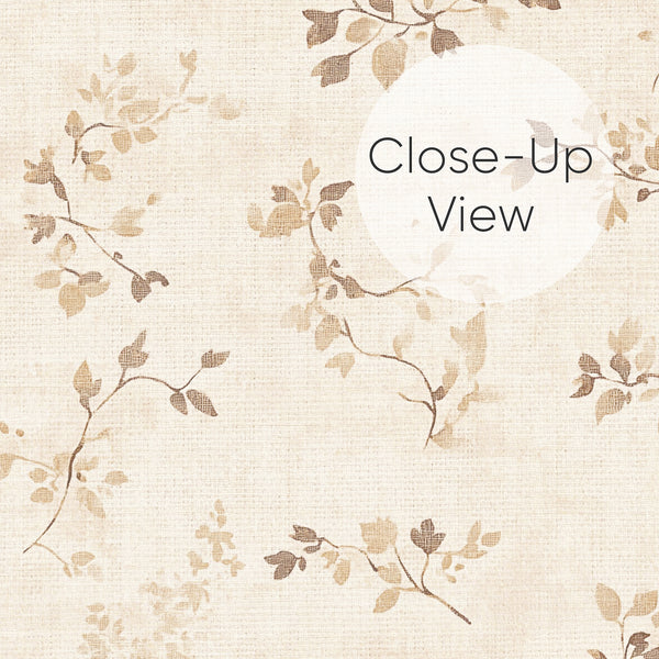 Delicate vine sprigs and leaves on a washed beige background, ideal for modern rustic decor in tranquil living spaces.