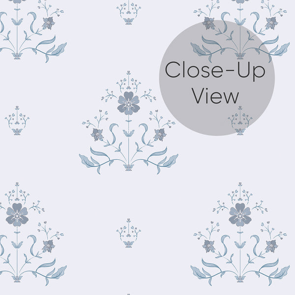 Blue Floral Damask Wallpaper L071