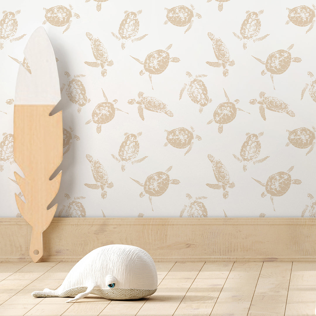 Beige Sea Turtle Wallpaper A120