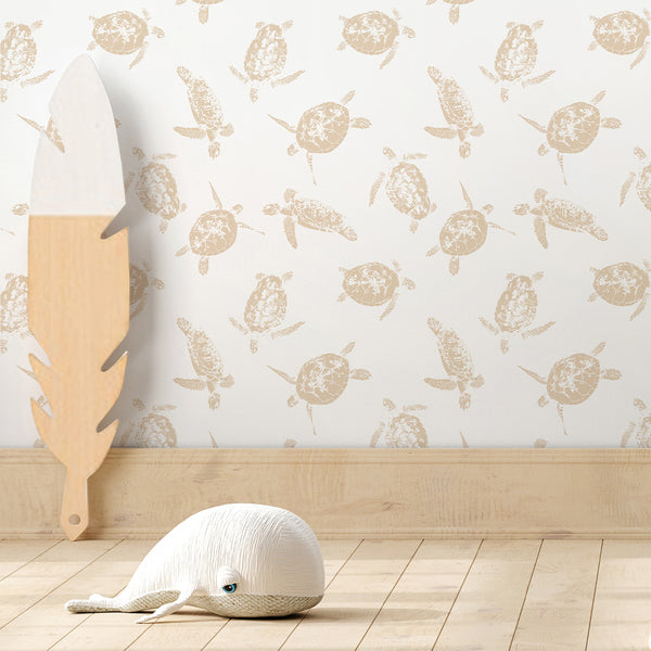 Beige Sea Turtle Wallpaper A120