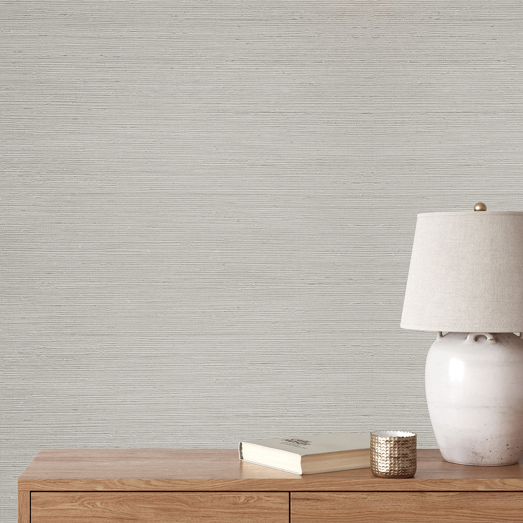 Grasscloth Faux Texture - Off-White Traditional Wallpaper TS80707