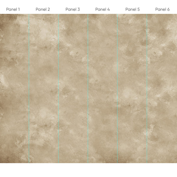 Limewash Plaster Wall Mural with broad washes and gentle gradients in warm beige and light tan. Chalk-white highlights and umber accents add depth, making it perfect for modern organic or wabi-sabi spaces. This self-adhesive mural is ideal for living rooms or dining areas, providing a seamless, textured backdrop with eco-friendly, removable materials.