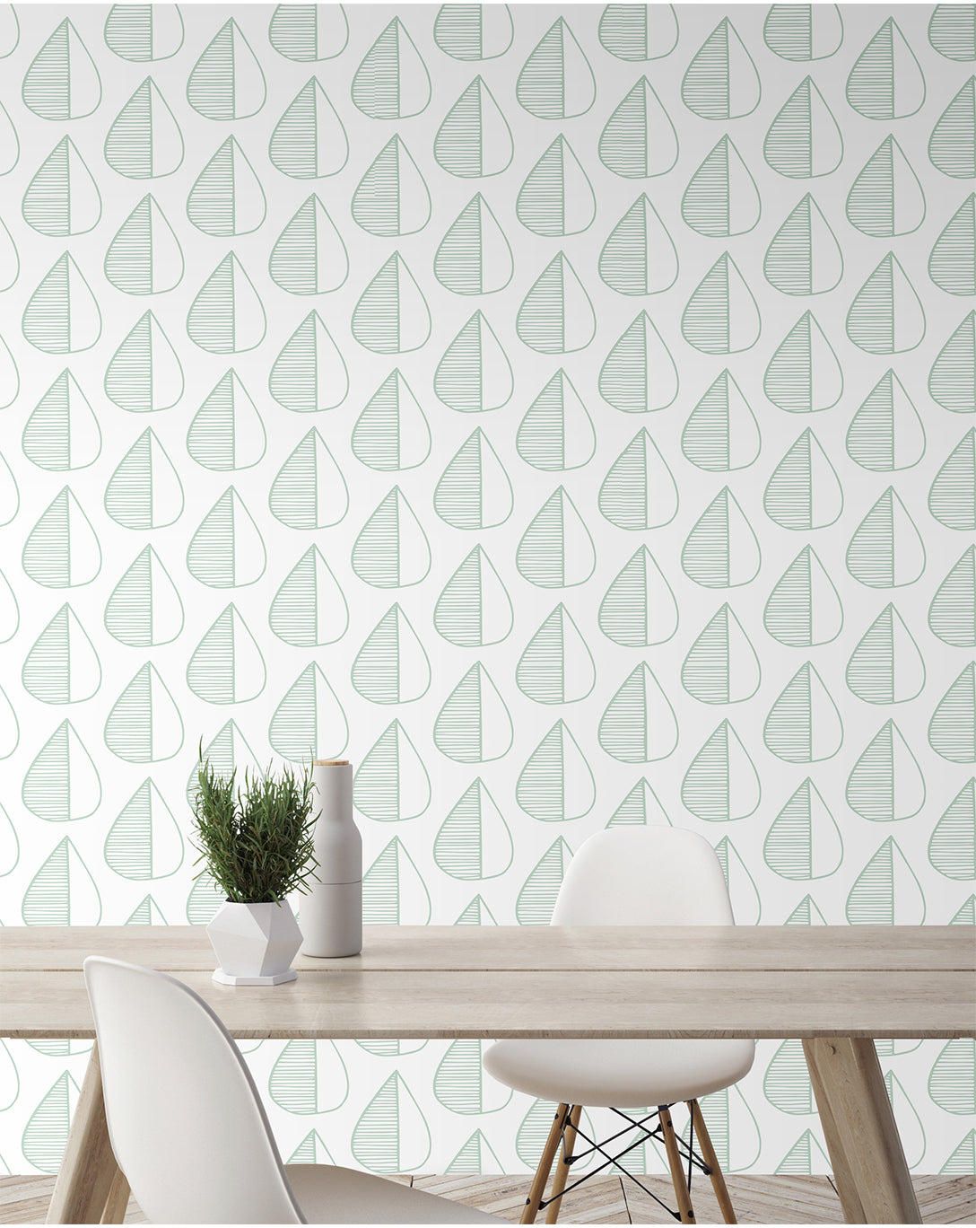 Self Adhesive Abstract Minimalistic Green Leaves Removable Wallpaper CC063