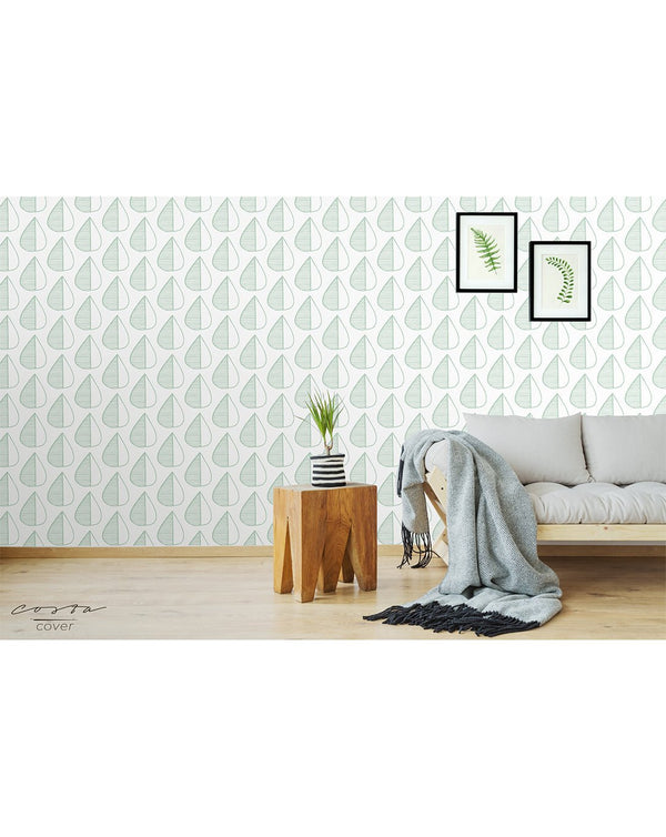 Minimalistic Green Leaves Wallpaper CC063 - CostaCover - Peel and stick Removable Wallpaper - adhesive wallpaper - adhesive wallpaper design - Backsplash panels