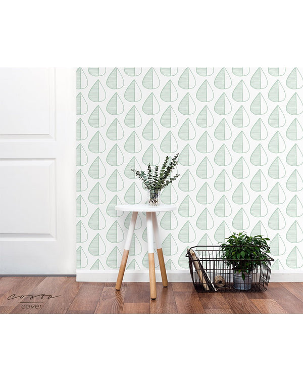 Minimalistic Green Leaves Wallpaper CC063 - CostaCover - Peel and stick Removable Wallpaper - adhesive wallpaper - adhesive wallpaper design - Backsplash panels