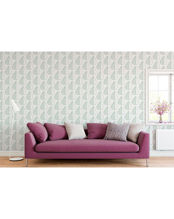Minimalistic Green Leaves Wallpaper CC063 - CostaCover - Peel and stick Removable Wallpaper - adhesive wallpaper - adhesive wallpaper design - Backsplash panels