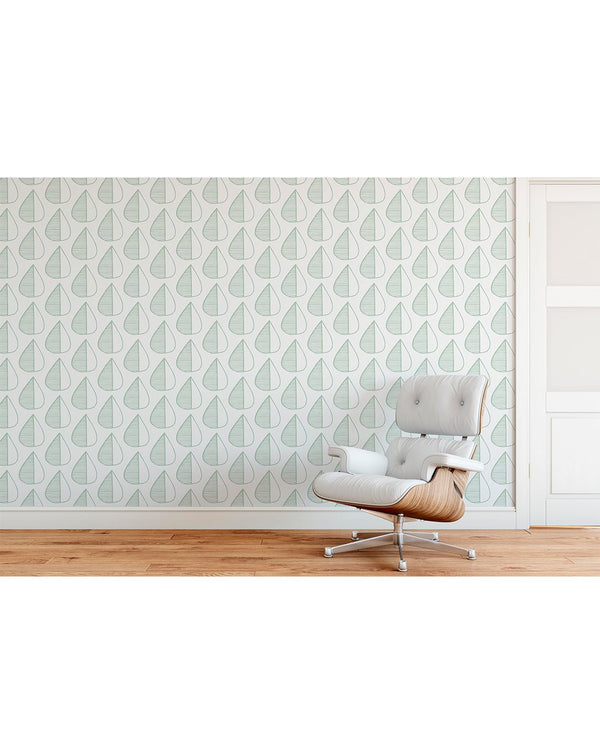 Minimalistic Green Leaves Wallpaper CC063 - CostaCover - Peel and stick Removable Wallpaper - adhesive wallpaper - adhesive wallpaper design - Backsplash panels