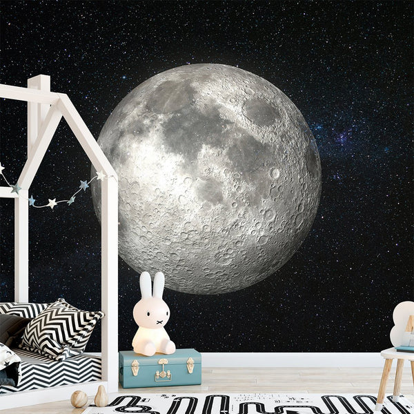 Full Moon in Galaxy Glow Wall Mural WM061 - CostaCover - Peel and stick Removable Wallpaper - abstract wallpaper - accent wallpaper - adhesive wallpaper