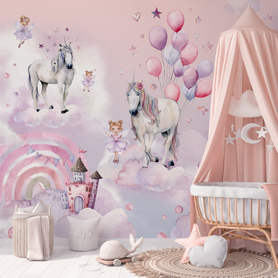 Fairy and Unicorn Self Adhesive Wall Mural WM066