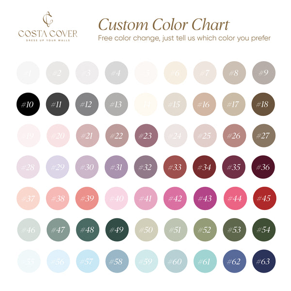 Custom color chart: the range of available CostaCover colors — free color change on request, just tell us your  preferred color.