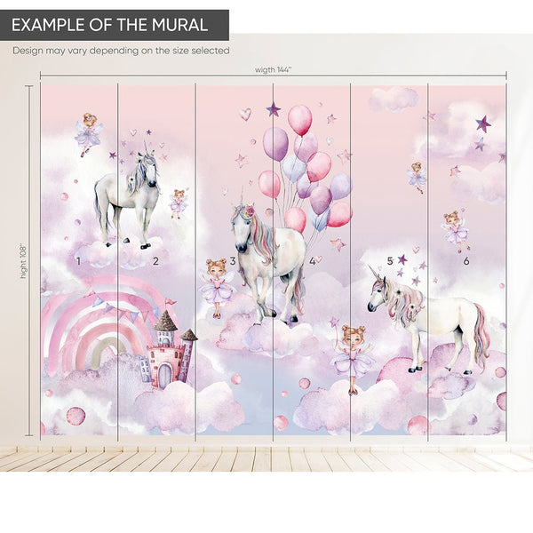Fairy and Unicorn Wall Mural WM066 - CostaCover - Peel and stick Removable Wallpaper - abstract wallpaper - adhesive wallpaper - bedroom wallpaper