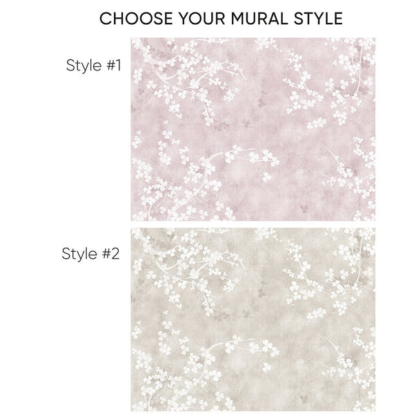 Pale Pink & Beige Sakura Wall Mural CCM152 - CostaCover - Peel and stick Removable Wallpaper - adhesive wallpaper - baby bedroom - bathroom wallpaper