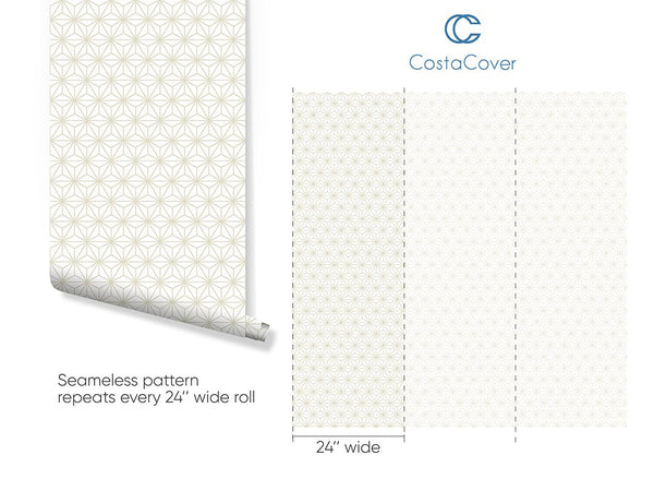 White Beige Prism Wallpaper CC285 - CostaCover - Peel and stick Removable Wallpaper - Abstract - Abstract Labyrinth Lines - abstract lines