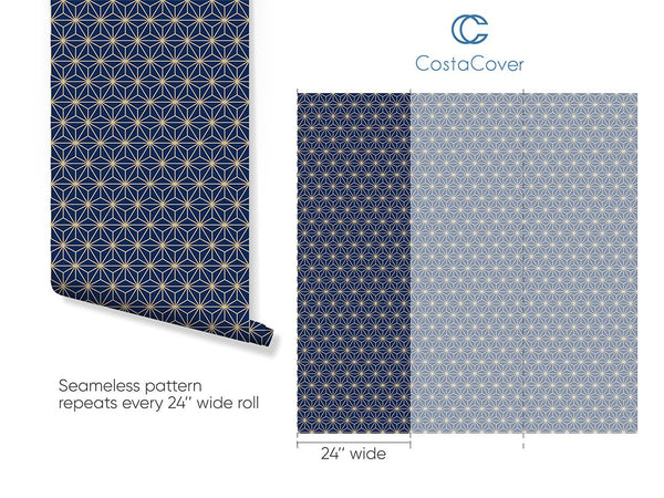 Blue Beige Prism Wallpaper CC302 - CostaCover - Peel and stick Removable Wallpaper - about walls - Abstract - Abstract Labyrinth Lines